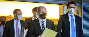 Olaf Scholz nach der Bund-Länder-Runde.