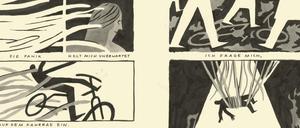 Von der Panik eingeholt: Eine Doppelseite aus „Fürchtetal“.