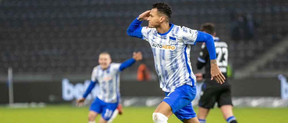 Auftrag erfüllt. Davie Selke erzielte in der Nachspielzeit mit seinem ersten Saisontor das 2:0 für Hertha.