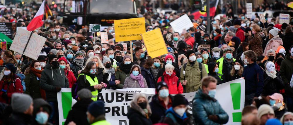 Demonstranten in Hamburg am 18. Dezember