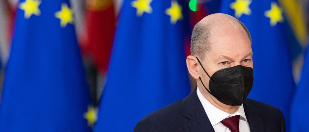 Bundeskanzler Olaf Scholz (SPD) am Donnerstag beim EU-Gipfel in Brüssel.