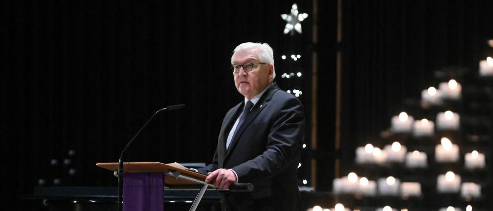 Bundespräsident Frank-Walter Steinmeier bei seiner Rede in der Kaiser-Wilhelm-Gedächtniskirche.