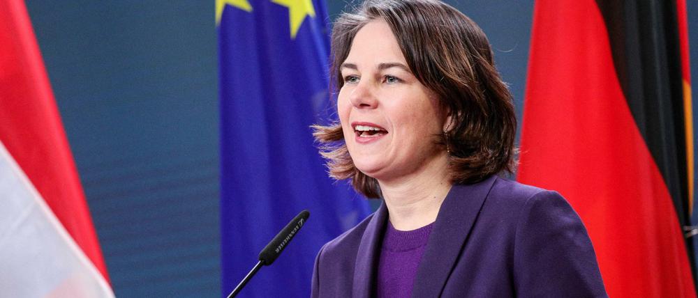 Außenministerin Annalena Baerbock bei einer Pressekonferenz in Berlin, Germany