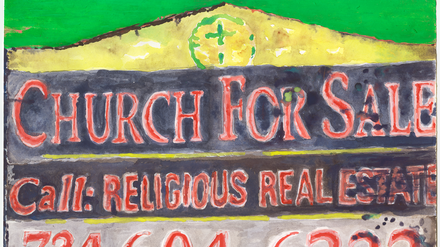 Im Vorbeifahren aus dem Auto zu lesen: Edgar Arceneaux, Church for Sale, 2013, Sammlung Haubrok.