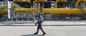 Ein Gasaufbereitungsanlage von Gazprom in der Region Leningrad.