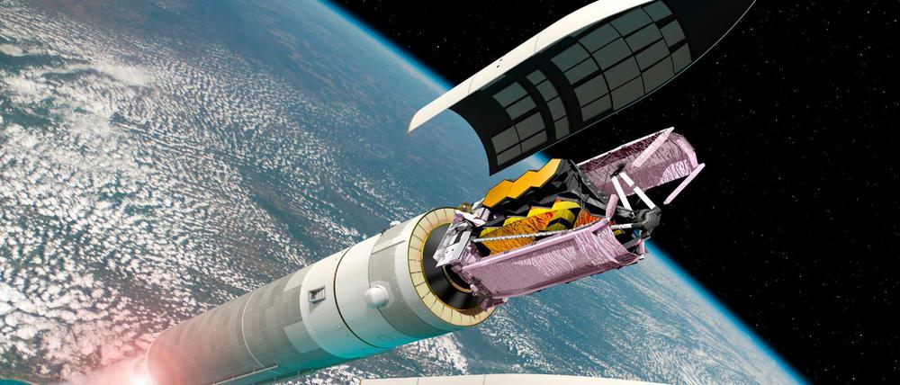 Künstlerische Darstellung des Weltraumteleskops „James Webb“ 