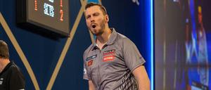 Hempel jubelt, nachdem er van den Bergh mit 3:1 besiegt hat.