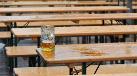 Ein Maßkrug mit Bier.