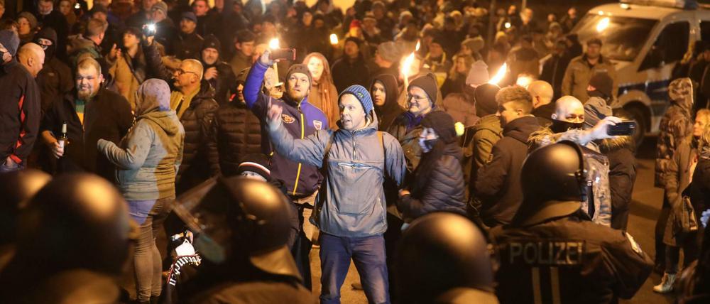 Protest gegen die Coronapolitik im thüringischen Greiz (am 11.12.2021)