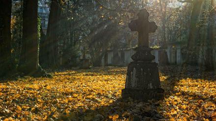 Ein Grab im Herbst.