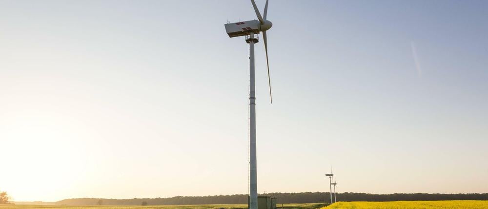 Zumindest hier wir nachhaltig Energie erzeugt. Windräder am Kap Arkona auf Rügen.