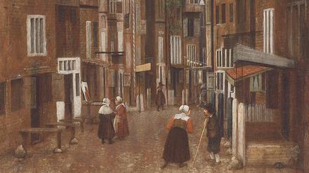 Vrels „Straßenszene mit Personen im Gespräch“ entstand nach 1633. 