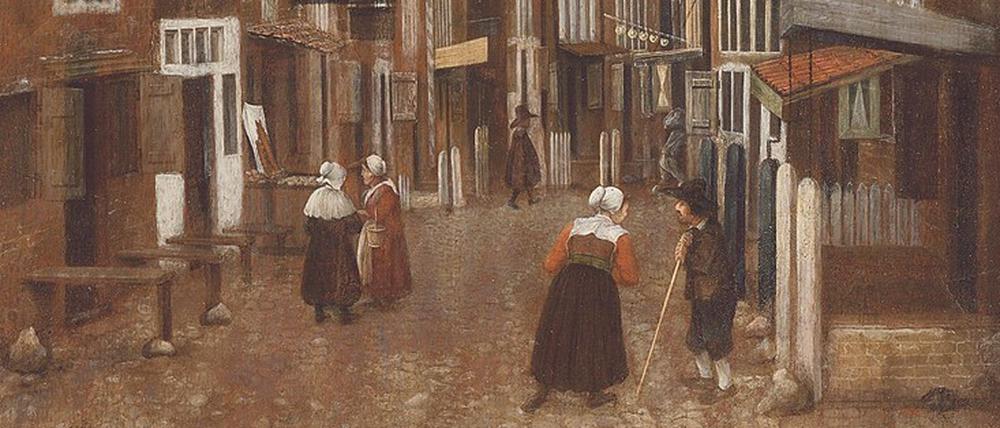 Vrels „Straßenszene mit Personen im Gespräch“ entstand nach 1633. 