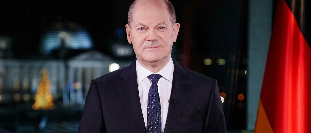 Olaf Scholz (SPD) bei seiner ersten Neujahrsansprache als Bundeskanzler.