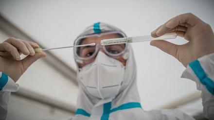 PCR-Test in einem Berliner Labor. 