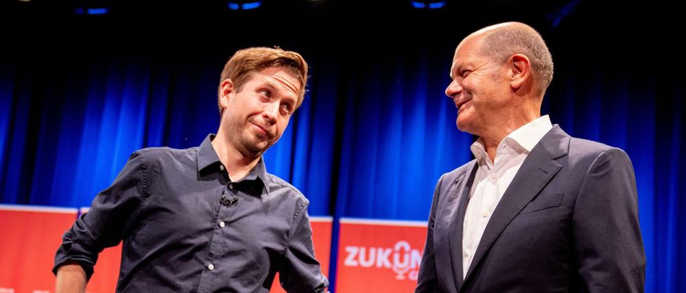 Auf einander angewiesen, aber die Stimmung ist gerade mäßig: Kevin Kühnert und Olaf Scholz