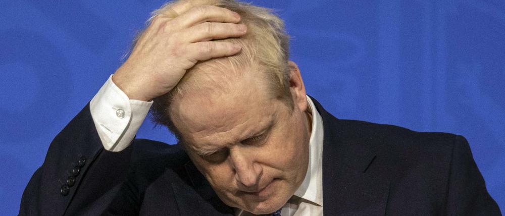 Premierminister Boris Johnson auf einer Pressekonferenz vergangene Woche.