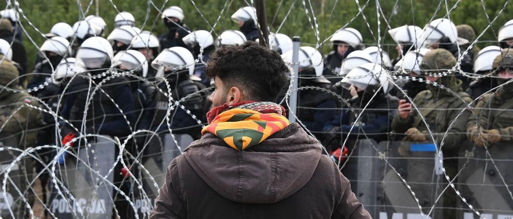 Geflüchteter an der belarussisch-polnischen Grenze.
