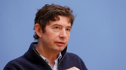 Virologe Christian Drosten bei einer Pressekonferenz Mitte Januar