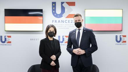 Bundesaußenministerin Annalena Baerbock beim Treffen mit dem litauischen Außenminister Gabrielius Landsbergis