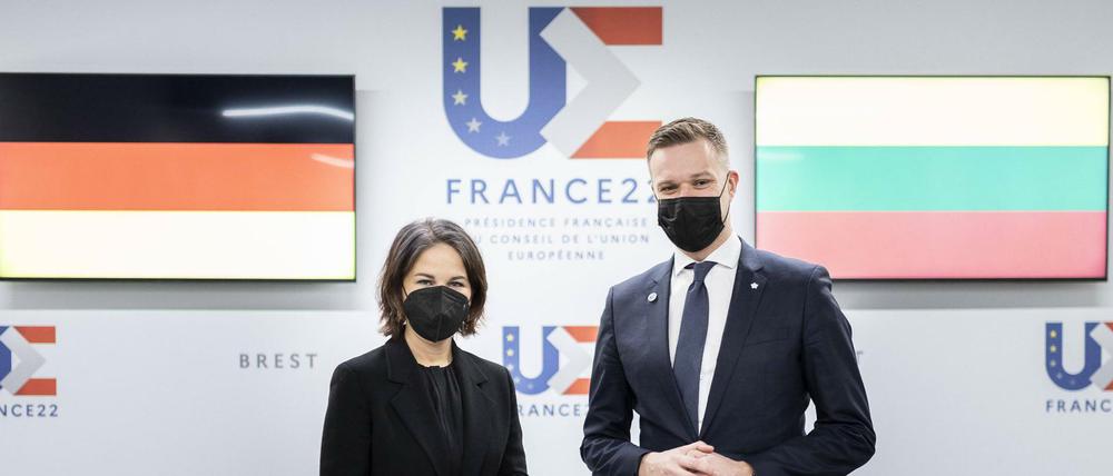 Bundesaußenministerin Annalena Baerbock beim Treffen mit dem litauischen Außenminister Gabrielius Landsbergis