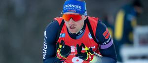 Erik Lesser ist bei der Verfolgung in Ruhpolding bester Deutscher und landet auf Rang sechs.