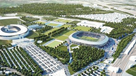 Überarbeitetes Modell. So stellt sich Hertha das neue Stadion vor. 