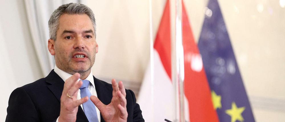 Österreichs Kanzler Karl Nehammer bei einer Pressekonferenz am 16. Januar