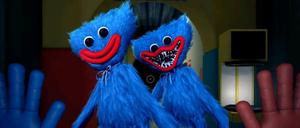 Als Plüschfigur wirkt Huggy Wuggy harmlos, das ändert sich, wenn es das Maul aufmacht.