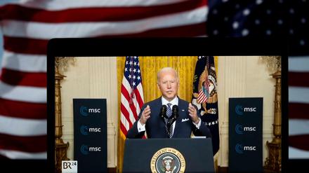 US-Präsident Joe Biden bei der virtuellen Münchner Sicherheitskonferenz im Februar 2021.
