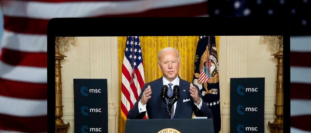 US-Präsident Joe Biden bei der virtuellen Münchner Sicherheitskonferenz im Februar 2021.