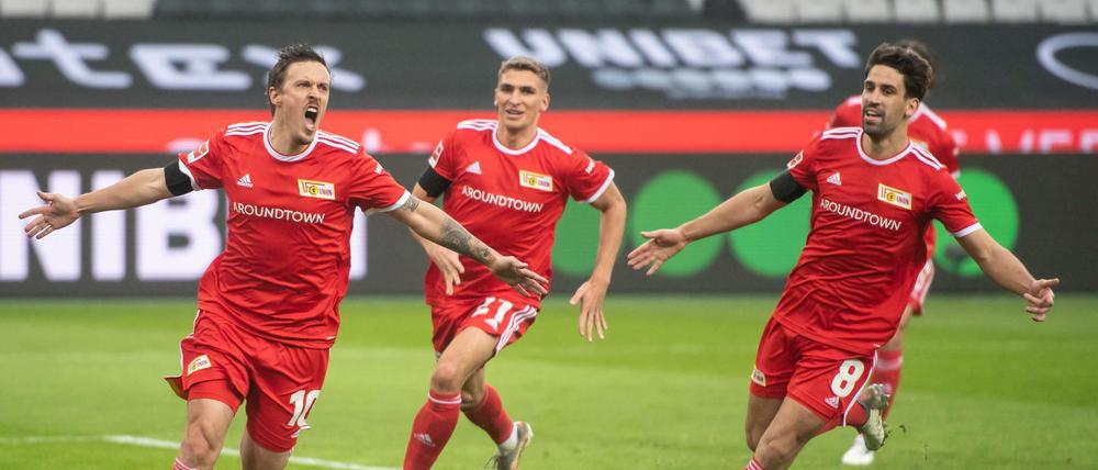 Max Kruse vom 1. FC Union hatte am Samstagabend gleich zweimal Grund zum Jubeln.