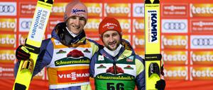Zweimal Platz eins für Karl Geiger (l.), zweimal Platz drei für Markus Eisenbichler: In Titisee-Neustadt lief es gut für die deutschen Skispringer.