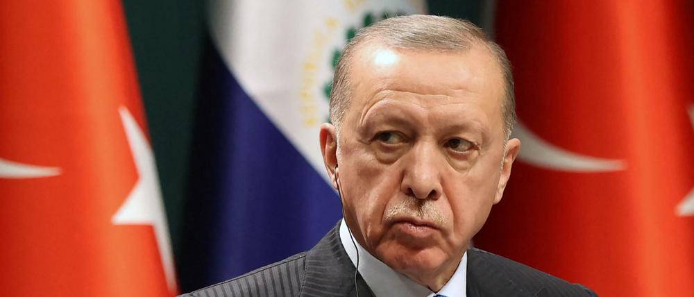 Der türkische Präsident Recep Tayyip Erdogan (am 20. Januar 2022 bei einer Pressekonferenz)