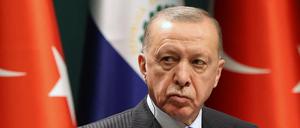 Der türkische Präsident Recep Tayyip Erdogan (am 20. Januar 2022 bei einer Pressekonferenz) 