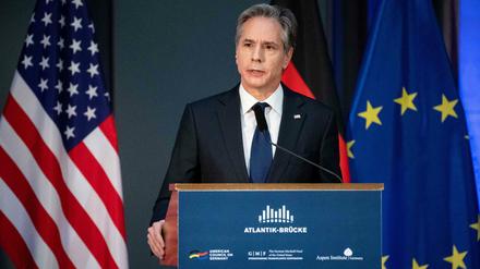 US-Außenminister Tony Blinken bei seiner Rede in Berlin. 