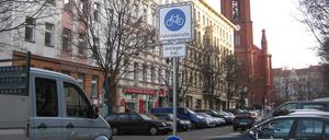 Fahrradstraßenschild in der Stargarder Straße im Berliner Bezirk Pankow, Ortsteil Prenzlauer Berg.