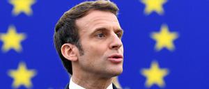 Frankreichs Staatschef Macron bei seiner Rede im EU-Parlament in der vergangenen Woche. 