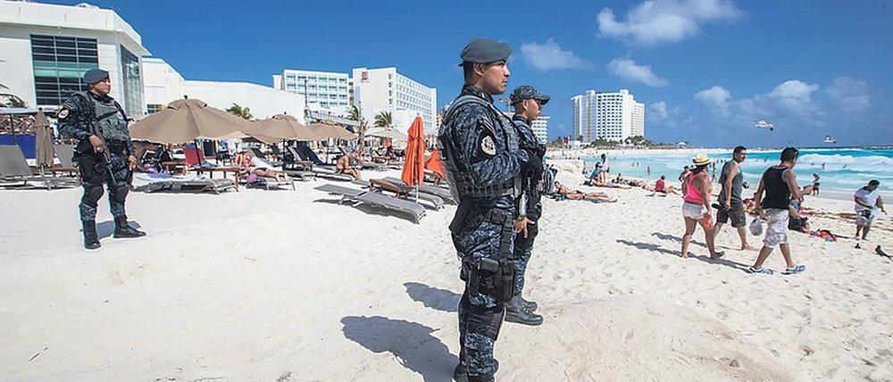 Erhöhte Präsenz. Mexikos Präsident Obrador hat ein Kontingent Nationalgardisten nach Cancún geschickt – wie 2017 (Foto). 
