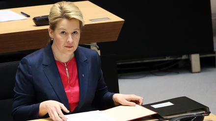 Franziska Giffey im Berliner Abgeordnetenhaus am Tag ihrer ersten Regierungserklärung.