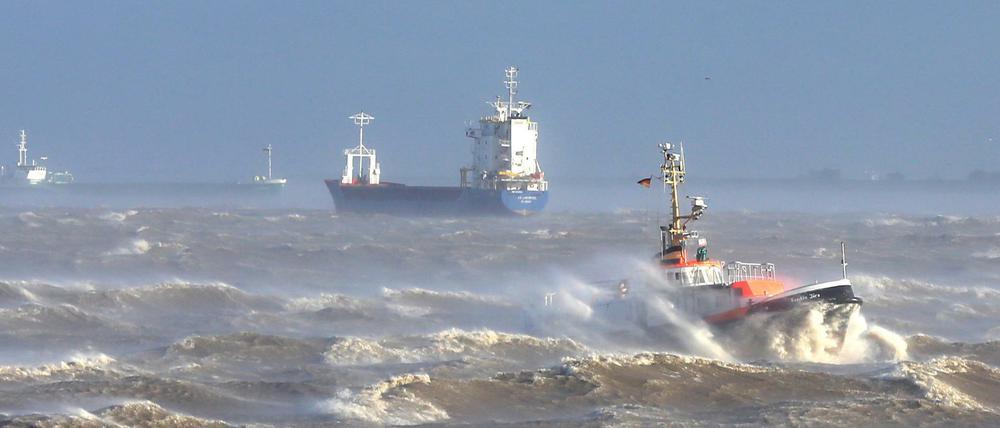 So kann eine Sturmflut in der Nordsee aussehen, hier bei Brunsbüttel in Schleswig-Holstein, 2017.