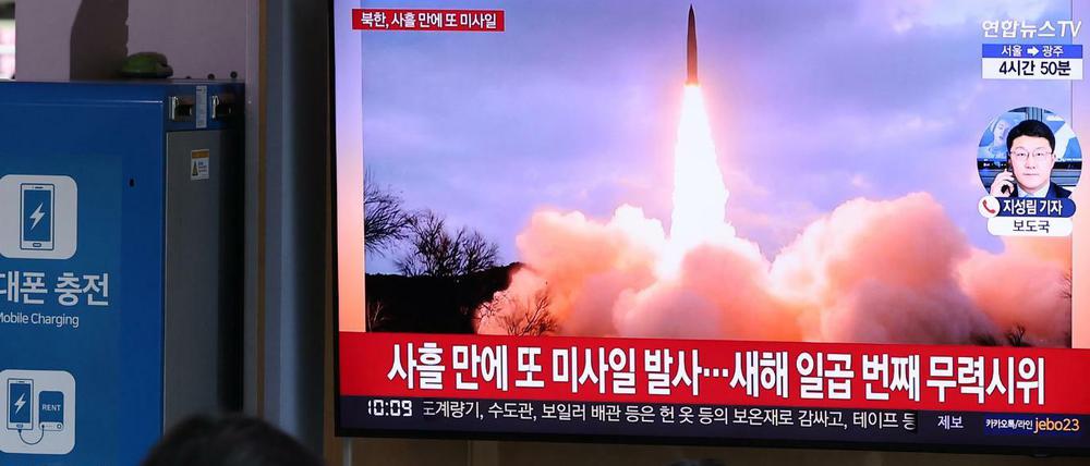 TV-Bericht in Südkorea über Raketentests des Nordens 