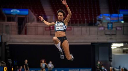 Leichtathletik Düsseldorf 31.01.2021 1. ISTAF Indoor Düsseldorf Weitsprung Frauen Malaika Mihambo GER *** Athletics Düsseldorf 31 01 2021 1 ISTAF Indoor Düsseldorf Long Jump Women Malaika Mihambo GER