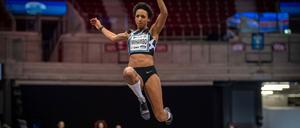 Leichtathletik Düsseldorf 31.01.2021 1. ISTAF Indoor Düsseldorf Weitsprung Frauen Malaika Mihambo GER *** Athletics Düsseldorf 31 01 2021 1 ISTAF Indoor Düsseldorf Long Jump Women Malaika Mihambo GER