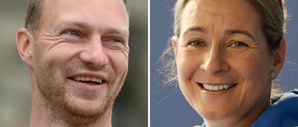 Die deutschen Fahnenträger in Peking: Bob-Dominator Francesco Friedrich und Rekord-Olympionikin Claudia Pechstein