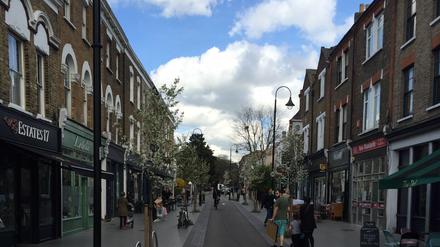 Verkehrsberuhigte Straße im Londoner Stadtteil Walthamstow.