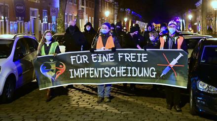 Protest von Gegnern einer Impfpflicht in Potsdam - an einer ähnlichen Demonstration in Hohen Neuendorf nahm Karl-Heinz Schröter teil.