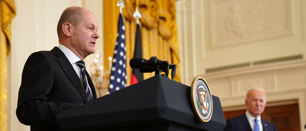 Antrittsbesuch beim transatlantischen Partner: Olaf Scholz bei Joe Biden im Weißen Haus.