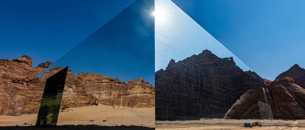 Moderner Blickfänger in Al-Ula ist das Konzert- und Konferenzgebäude Maraya, dessen Fassade ganz verspiegelt ist.