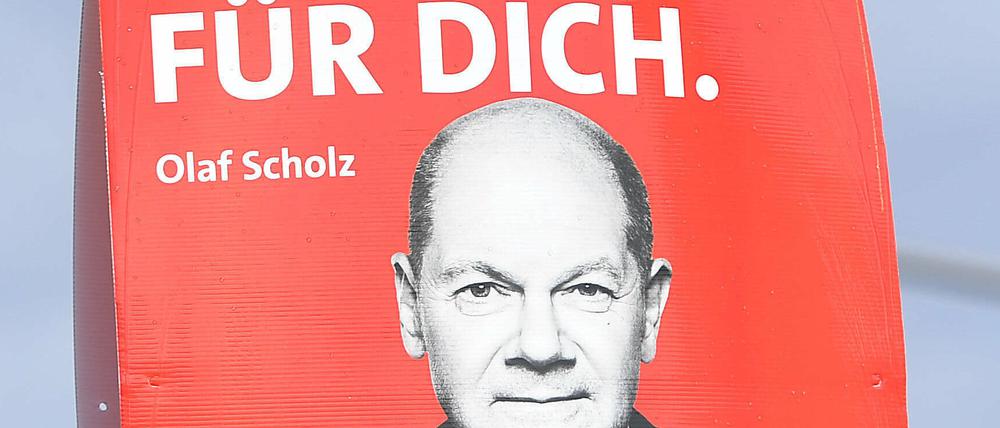 Sozialdemokratisches Erfolgsrezept? Wahlplakat für Olaf Scholz als Kanzler im August 2021.